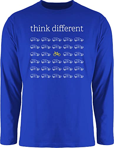Langarmshirt Herren Langarm Shirt - Sprüche Statement - Think Different - Geschenk Fahrradfahrer Fahrradfahrerin Radfahrer Fahrradliebhaber - S - Royalblau - mit Aufschrift Fahrrad Tshirt von Shirtracer