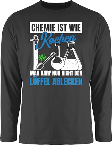 Langarmshirt Herren Langarm Shirt - Sprüche Statement mit Spruch - Chemie ist wie Kochen Man darf nur Nicht den Löffel ablecken - M - Schwarz - t sprueche Tshirt t-Shirts sprüchen Longsleeve von Shirtracer