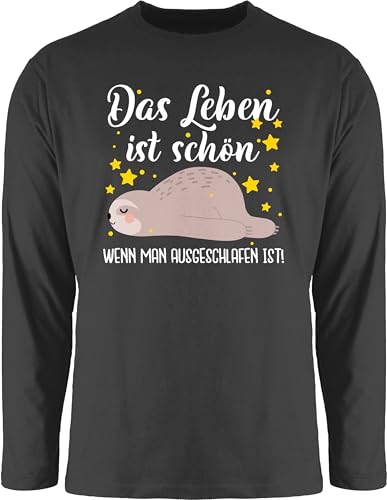 Langarmshirt Herren Langarm Shirt - Sprüche Statement mit Spruch - Das Leben ist schön, wenn Man ausgeschlafen ist! - weiß - XL - Schwarz - t-Shirts t sprueche faultier Tshirt lustige sprüchen von Shirtracer