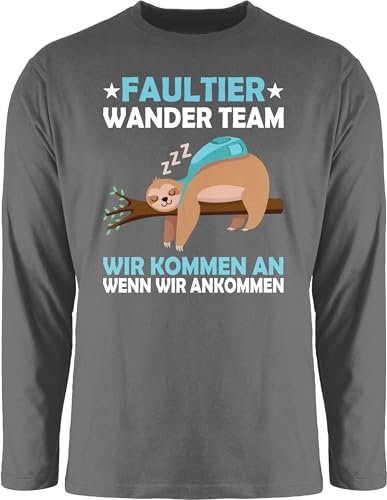 Langarmshirt Herren Langarm Shirt - Sprüche Statement mit Spruch - Faultier Wander Team Hiking - M - Dunkelgrau - t sprueche Sloth Tshirt t-Shirts sprüchen wandern langarmherrenshirt lustige von Shirtracer