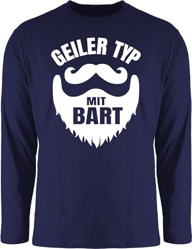 Langarmshirt Herren Langarm Shirt - Sprüche Statement Spruch - Geiler Typ mit Bart weiß - XXL - Navy Blau - lustige sprüchen Drauf t-Shirt witzige Tshirt Longsleeve t-Shirts spruche t spruechen von Shirtracer