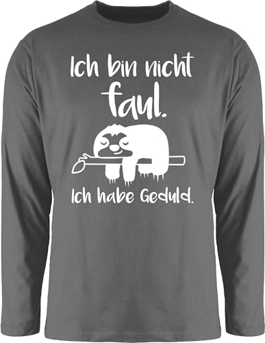 Langarmshirt Herren Langarm Shirt - Sprüche Statement mit Spruch - Ich Bin Nicht faul weiß - XXL - Dunkelgrau - t-Shirt lustige t sprueche Sloth Tshirt t-Shirts sprüchen faultier Shirts Mann von Shirtracer