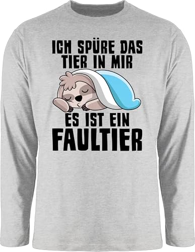 Langarmshirt Herren Langarm Shirt - Sprüche Statement mit Spruch - Ich atme produktiver Wird es Nicht mehr Panda - M - Grau meliert - frechen sprüchen t sprueche pandabär Tshirt t-Shirts von Shirtracer