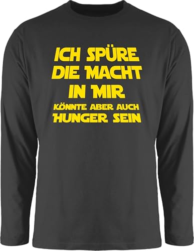 Langarmshirt Herren Langarm Shirt - Sprüche Statement mit - Ich spüre die Macht in Mir könnte Aber auch Hunger Sein I Spruch Hunger - 3XL - Schwarz - t t-Shirts sprueche Tshirt lustige sprüchen von Shirtracer