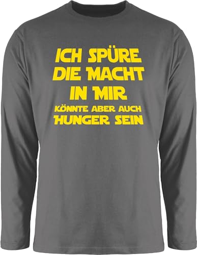 Langarmshirt Herren Langarm Shirt - Sprüche Statement mit - Ich spüre die Macht in Mir könnte Aber auch Hunger Sein I Spruch Hunger - L - Dunkelgrau - t t-Shirts sprueche Tshirt lustige sprüchen von Shirtracer