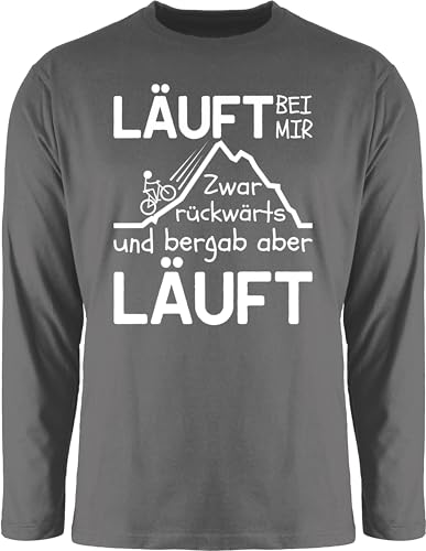 Langarmshirt Herren Langarm Shirt - Sprüche Statement mit Spruch - Läuft bei Mir - weiß - L - Dunkelgrau - t sprueche rückwärts, bergab Tshirt t-Shirts sprüchen Aber Longsleeve lustige Langarmshirt Herren Langarm Shirt - Sprüche Statement mit Spruch - Läuft bei Mir - weiß - L - Dunkelgrau - t sprueche rückwärts, bergab Tshirt t-Shirts sprüchen Aber Longsleeve lustige von Shirtracer