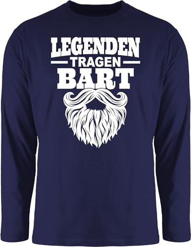 Langarmshirt Herren Langarm Shirt - Sprüche Statement mit Spruch - Legenden tragen Bart weiß - M - Navy Blau - t-Shirt männer t sprueche Tshirt t-Shirts sprüchen Longsleeve lustige spruechen von Shirtracer