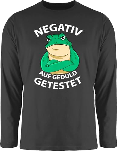 Langarmshirt Herren Langarm Shirt - Sprüche Statement mit Spruch - Negativ auf Geduld getestet - Frosch - XL - Schwarz - t sprueche Negative Tshirt t-Shirts sprüchen Shirts lustige spruechen von Shirtracer