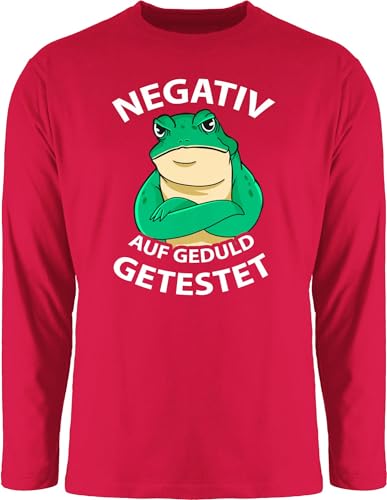 Langarmshirt Herren Langarm Shirt - Sprüche Statement mit Spruch - Negativ auf Geduld getestet - Frosch - XXL - Rot - t sprueche Negative Tshirt t-Shirts sprüchen Shirts lustige spruechen von Shirtracer