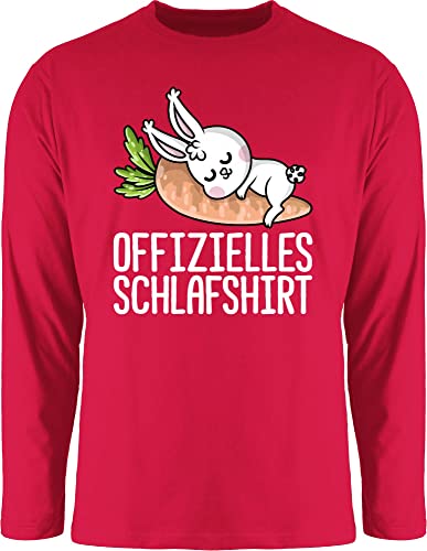 Langarmshirt Herren Langarm Shirt - Sprüche Statement - Offizielles Schlafshirt mit Hase weiß - M - Rot - lustige schlafshirts Statements Hasen Shirts Schlaf Oberteile sprüchen￼ offizielle von Shirtracer