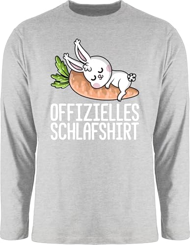 Langarmshirt Herren Langarm Shirt - Sprüche Statement - Offizielles Schlafshirt mit Hase weiß - XXL - Grau meliert - lustige schlafshirts Statements Hasen Shirts Schlaf Oberteile sprüchen￼ von Shirtracer
