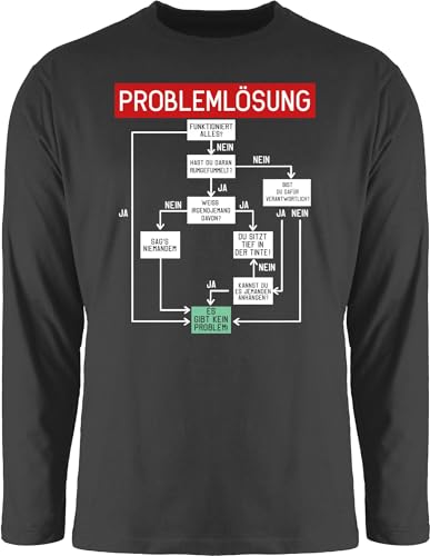 Langarmshirt Herren Langarm Shirt - Sprüche Statement mit Spruch - Problemlösung - S - Schwarz - Herren: t sprueche Arbeit Tshirt Schwarze Shirts lustigen sprüchen t-Shirts spruechen Sarcasm von Shirtracer
