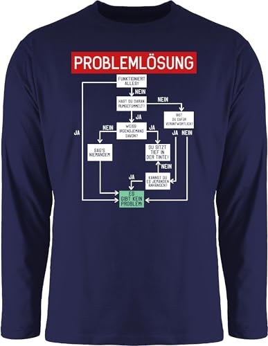 Langarmshirt Herren Langarm Shirt - Sprüche Statement mit Spruch - Problemlösung - weiß - M - Navy Blau - lustige Longsleeves t sprueche problemlösungen Longsleeve die t-Shirt sprüchen Tshirt von Shirtracer