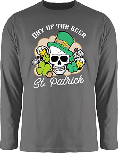 Langarmshirt Herren Langarm Shirt - Patricks - Day of The Beer! St. Patrick - L - Dunkelgrau - Irish Clothes Sankt st Totenkopf Paddys st.Patricks irische Ireland st.Patrick irischer von Shirtracer