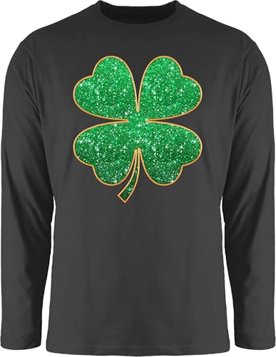 Langarmshirt Herren Langarm Shirt - St. Patricks Day - Vierblättriges Kleeblatt I Shamrock I Glücksbringer - XXL - Schwarz - Irland t lang rmlig Irish Clothes Sankt irisch Tshirt Patrick von Shirtracer