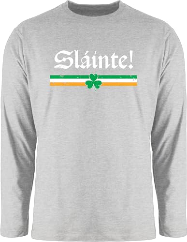 Langarmshirt Herren Langarm Shirt - St. Patricks Day - Slàinte Irish - Prost Auf Dein Wohl - 3XL - Grau meliert - Clothes Sankt Slainte Patrick Pub Paddys st Patrick's st.Patricks irische Ireland von Shirtracer