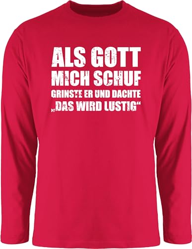 Langarmshirt Herren Langarm Shirt - Statement - Als Gott Mich Schuf grinste er - Lustige Sprüche Witziger Spruch - L - Rot - Statements Shirts Longsleeve Langarmshirts bctu005 t-Shirt t von Shirtracer