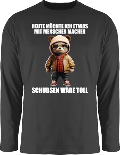 Langarmshirt Herren Langarm Shirt - Statement - Schubsen wäre toll Heute möchte ich etwas mit Menschen Machen - 3XL - Schwarz - Statements Teddy Langarmshirts sprüche und bctu005 was Tshirt von Shirtracer
