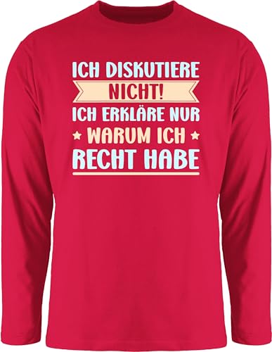 Langarmshirt Herren Langarm Shirt - Statement - Ich diskutiere Nicht ich erkläre dir Warum ich Recht Habe - Lustig Arbeit Kollegen - XXL - Rot - Statements Langarmshirts sprüche bctu005 t-Shirt von Shirtracer