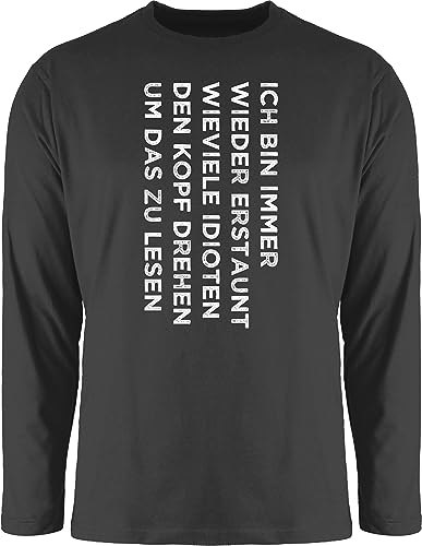 Langarmshirt Herren Langarm Shirt - Statement - Idioten den Kopf drehen - Geschenk für Idioten - Lustig Sarkasmus Idiotie Idiot - M - Schwarz - Statements Longsleeve sprüche bctu005 Tshirt Shirts von Shirtracer