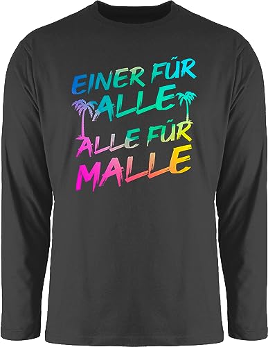 Langarmshirt Herren Langarm Shirt - Urlaub - Einer für alle Alle für Malle I Mallorca Party I Malle für alle - XXL - Schwarz - Outfit Reise Tshirt sprüche Langarmshirts Mottoparty Longshirt von Shirtracer