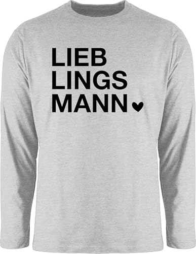 Langarmshirt Herren Langarm Shirt - Lieblingsmann Geschenk Valentinstag für Ihn I Valentinstagsgeschenk Männer Weihnachts Geschenke Partner - XL - Grau meliert - Valentines Day Gift Valentine von Shirtracer