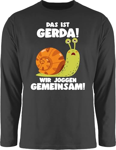 Langarmshirt Herren Langarm Shirt - Wandern Laufen Zubehör - Das ist Gerda Wir joggen gemeinsam - Langsame Schecke Joggen Lustig Spruch Läufer Training - L - Schwarz - Laufsport lauf Running von Shirtracer