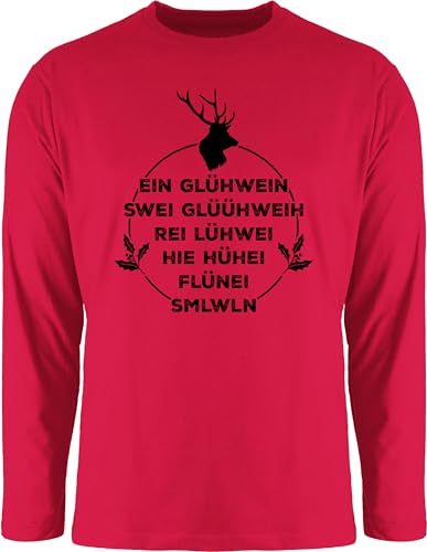 Langarmshirt Herren Langarm Shirt - Weihnachten - EIN Glühwein swei Glühwein I Weihnachtsmotiv I Glühwein Liebhaber - L - Rot - Weihnachts Tshirt weihnachtsoberteil Christmas Longsleeve Outfit von Shirtracer