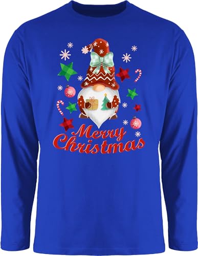 Langarmshirt Herren Langarm Shirt - Weihnachten Geschenke Bekleidung - Weihnachtlicher Wichtel I Weihnachtsmotiv I Merry Christmas Wichtelmotiv - L - Royalblau - Schlafshirt für männer von Shirtracer