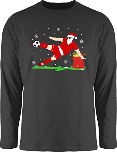 Langarmshirt Herren Langarm Shirt - Weihnachten Geschenke Christmas Bekleidung - Fußball Spieler Weihnachtsmann - XL - Schwarz - weihnachtsoutfit weihnachtsmotiv Tshirt weihnachtsoberteil weihnacht von Shirtracer