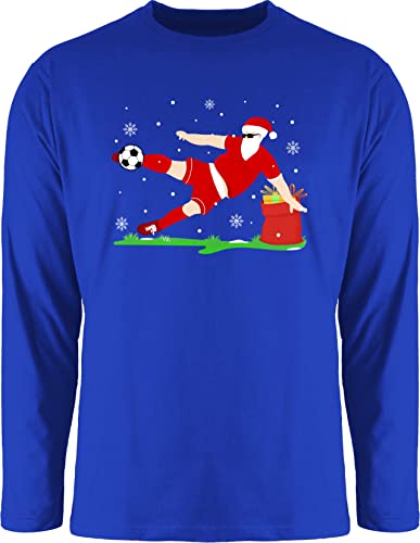 Langarmshirt Herren Langarm Shirt - Weihnachten Geschenke Christmas Bekleidung - Fußball Spieler Weihnachtsmann - XXL - Royalblau - weihnachtsoutfit weihnachtsmotiv Tshirt weihnachtsoberteil von Shirtracer