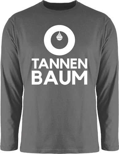 Langarmshirt Herren Langarm Shirt - Weihnachten Geschenke Christmas Bekleidung - O Tannenbaum - Weiß - XXL - Dunkelgrau - Longsleeve Baumwolle schwarz weihnachtsoutfit weihnachtsmotiv Tshirt von Shirtracer
