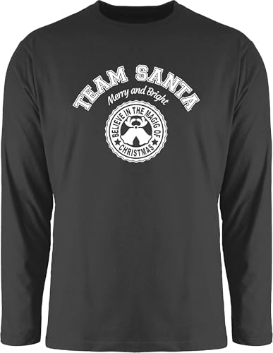 Langarmshirt Herren Langarm Shirt - Weihnachten Geschenke Christmas Bekleidung - Team Santa - Merry and Bright - weiß - XL - Schwarz - weihnachtsoutfit weihnachtsmotiv Tshirt weihnachtsoberteil von Shirtracer