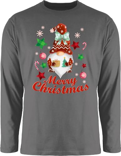 Langarmshirt Herren Langarm Shirt - Weihnachten Geschenke Bekleidung - Weihnachtlicher Wichtel I Weihnachtsmotiv I Merry Christmas Wichtelmotiv - L - Dunkelgrau - Schlafshirt für männer von Shirtracer
