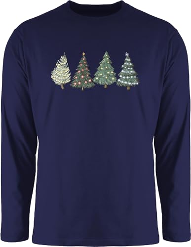 Langarmshirt Herren Langarm Shirt - Weihnachten Geschenke Christmas Bekleidung - Weihnachtsbäume - L - Navy Blau - leiberl Weihnachts Geschenk Sweatshirt weihnchts weihnachtsshirt von Shirtracer