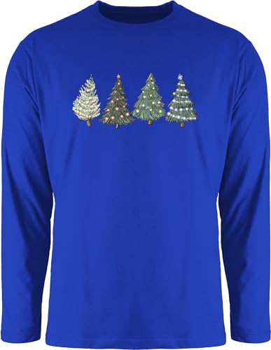 Langarmshirt Herren Langarm Shirt - Weihnachten Geschenke Christmas Bekleidung - Weihnachtsbäume - XL - Royalblau - weihnachtsoutfit Merry x-Mas Tshirt Weihnachts Sweatshirt weihnachtlich t-Shirt von Shirtracer