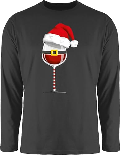 Langarmshirt Herren Langarm Shirt - Weihnachten Geschenke Christmas Bekleidung - Weinachtsglas - 3XL - Schwarz - Weihnachts weihnachtsoutfit weihnachtsmotiv Pailletten Tshirt t-Shirt von Shirtracer