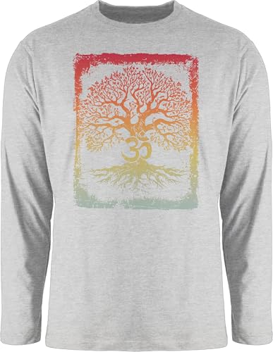 Langarmshirt Herren Langarm Shirt - Yoga - Lebensbaum mit Om Zeichen Leben Wachstum Verbundenheit Meditation Innere Ruhe - M - Grau meliert - Baumwolle Longsleeve Joga spirituell Mandala Langarmshirt Herren Langarm Shirt - Yoga - Lebensbaum mit Om Zeichen Leben Wachstum Verbundenheit Meditation Innere Ruhe - M - Grau meliert - Baumwolle Longsleeve Joga spirituell Mandala von Shirtracer