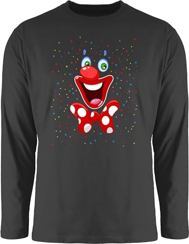Langarmshirt Herren Langarm Shirt - & Fasching - Clown Gesicht Karneval Kostüm I Clownkostüm witziges Clowngesicht I Fastnacht I Fasnacht I Fasnet - XL - Schwarz - Rundhals Faschings Oberteile von Shirtracer