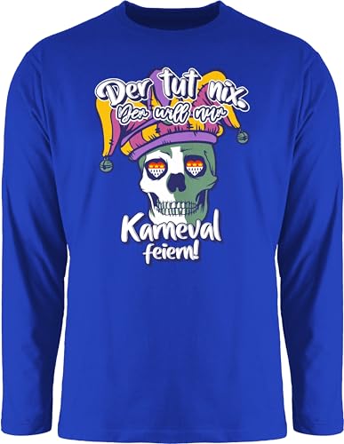 Langarmshirt Herren Langarm Shirt - & Fasching - Der TUT nix der Will nur Karneval feiern Totenkopf I - 3XL - Royalblau - t Faschings Oberteile Karnevals Skelett Kopf Oberteil faschingsshirt von Shirtracer