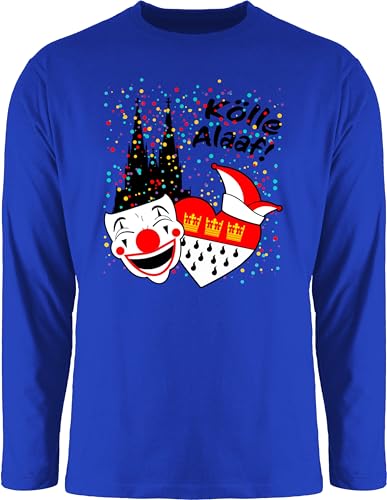 Langarmshirt Herren Langarm Shirt - & Fasching - Kölle Alaaf Kostüm Köln Karneval Wappen I Jeck Rut Wiees I Narren I Kölsche Jecken - XL - Royalblau - kölner Dom Clown Faschings Oberteile von Shirtracer
