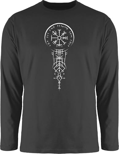 Langarmshirt Herren Langarm Shirt - & - Keltischer Wikinger Kompass Vegvisir I Vikinger Geschenk Vikings I Wegweiser Geschenkidee Walhalla I Valhalla - L - Schwarz - Viking von Shirtracer