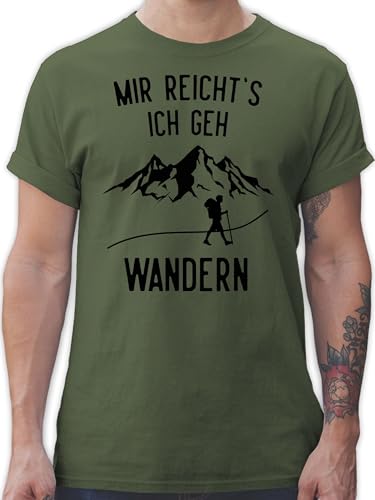 T-Shirt Herren - Laufen Joggen Zubehör - Mir reichts ich GEH wandern Berge - L - Army Grün - t Shirts Maenner sprüche männer Tshirts gehe Shirt Men reicht t-schirt t-Shirts Tshirt Mann von Shirtracer