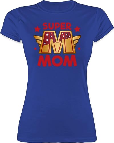Shirt Damen - Super Mom I Supermom Heldin Mama - M - Royalblau - zum Muttertag supermama Shirts t-Shirt Geschenk Fuer Mutter Mum Tshirts Supermom+t-Shirt muttertagsgeschenke coolste Frau Tshirt von Shirtracer