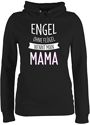 Pullover Damen Hoodie Frauen - Engel ohne Flügel nennt Man Mama - L - Schwarz - Muttertag 2024 Hoody mit Kapuze Mutter Hoodies für Geschenke hoddis Tag Kapuzen schöne Hoodies/pullis Geschenk von Shirtracer