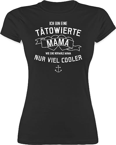 Shirt Damen - Ich Bin eine tätowierte Mama - M - Schwarz - muttertagsgeschenk Mutter tattoowiert Tshirts Geschenk von Kindern für muttertags Mother t-schirt Mami 2024 supermama Tshirt von Shirtracer