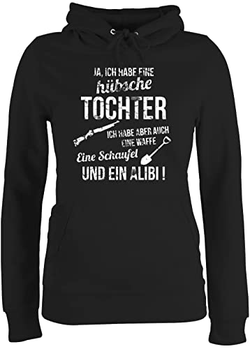 Pullover Damen Hoodie Frauen - Mama - Ich Habe eine hübsche Tochter - L - Schwarz - Mother Daughter Outfit muttertagsgeschenk personalisiert Mum Mama- Pulli Mutter sprüche mutterzagsgeschenke von Shirtracer