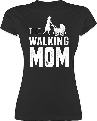 Shirt Damen - Mama - The Walking Mom weiß - M - Schwarz - Fuer Mutter Mum Shirts Tshirt Muttertag t Mami Mutti muttertagsgeschenke mütter Geschenke muttertags Tag für Geschenk 2024 schöne zum von Shirtracer