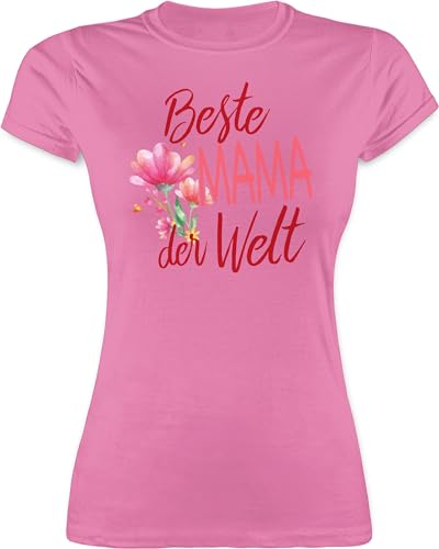 Shirt Damen - Beste Mama der Welt - Geschenk - L - Rosa - zum Muttertag die Tshirt Mum Mutter t Shirts mom ist Frauen t-Shirt Mommy muttertagsgeschenk für schöne Geschenke Tag 2024 Fuer muttertags von Shirtracer