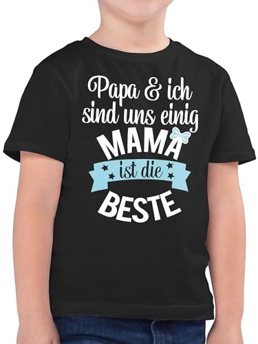 Kinder T-Shirt Jungen - Mama ist die Beste I - 104 (3/4 Jahre) - Schwarz - Geschenk für Mutter Geschenke gesxhenk Tag Tags mütter Best Mum Tshirt Kind mamatags muttertagsgeschenk t Shirt Mothers von Shirtracer